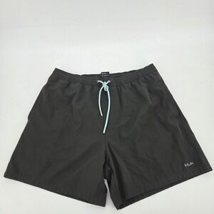 Huk Performance Fishing Shorts Mens Large Gray Elastic Waist Stretch Quick Dry